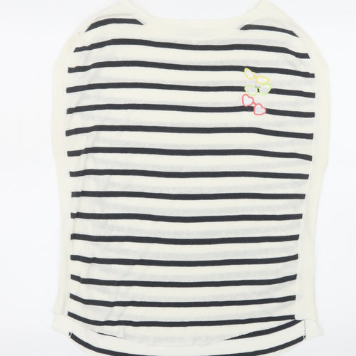 Next Womens White Striped Boat Neck Pullover Jumper XS