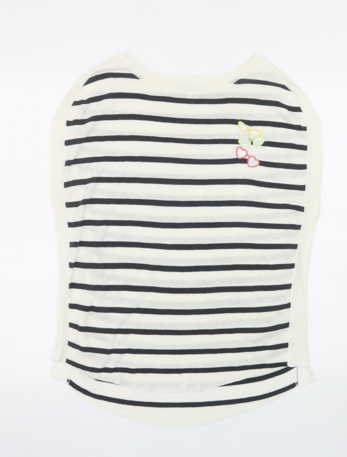 Next Womens White Striped Boat Neck Pullover Jumper XS
