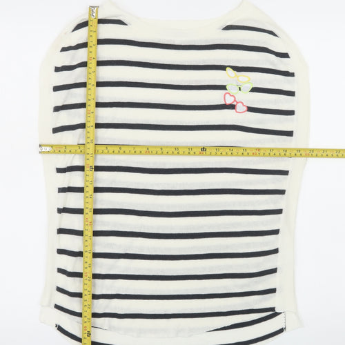Next Womens White Striped Boat Neck Pullover Jumper XS