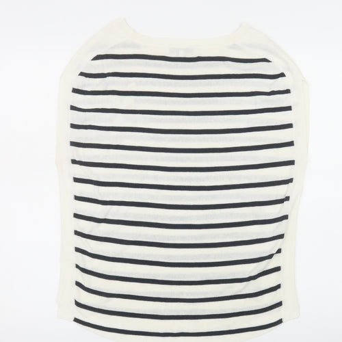 Next Womens White Striped Boat Neck Pullover Jumper XS