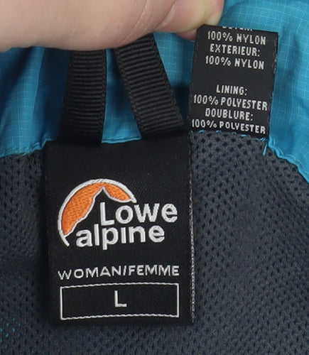 Lowe Alpine Women Blue Waterproof Hooded Rain Jacket L