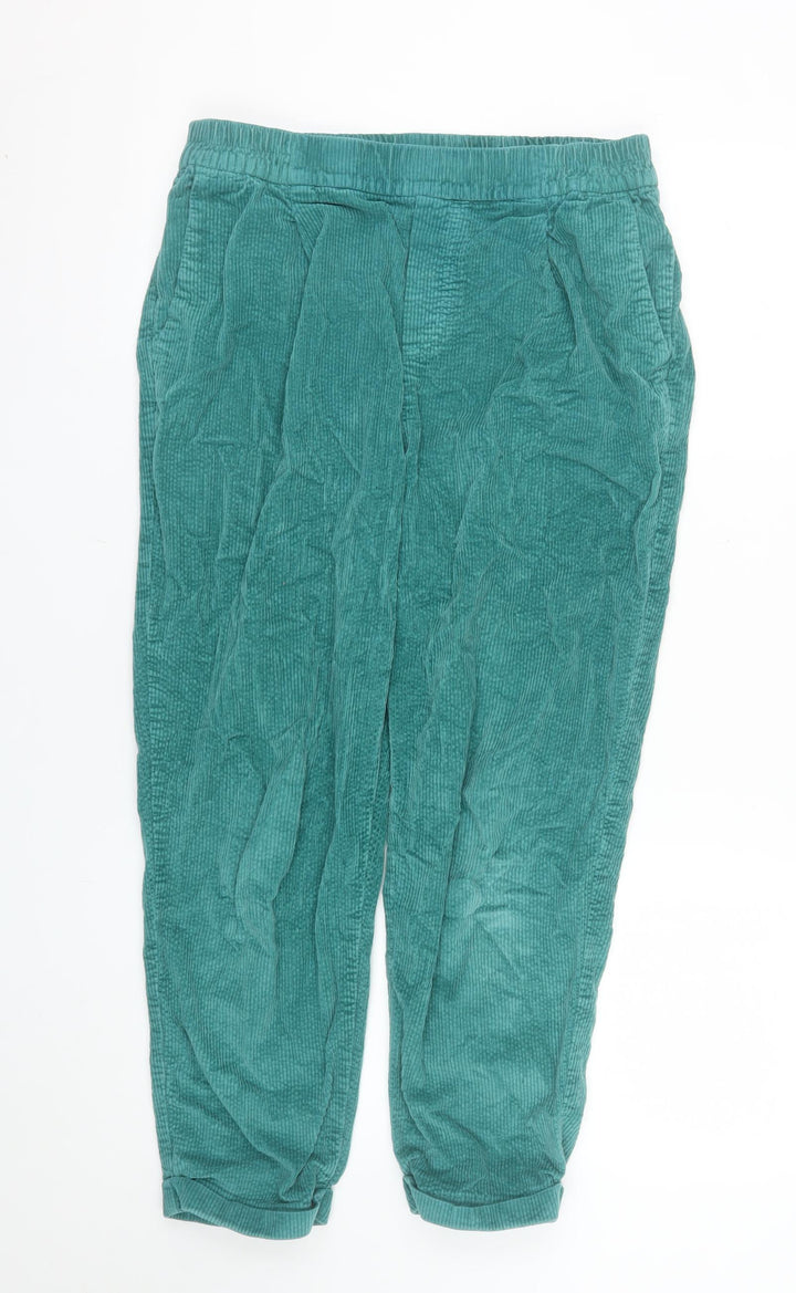 United Colors of Benetton Women's Green Corduroy Jogger Trousers Size 12