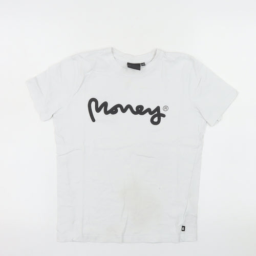 Money Boys White Logo T-Shirt 9-10 Years Short Sleeve Cotton