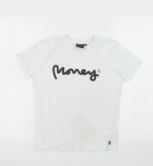 Money Boys White Logo T-Shirt 9-10 Years Short Sleeve Cotton