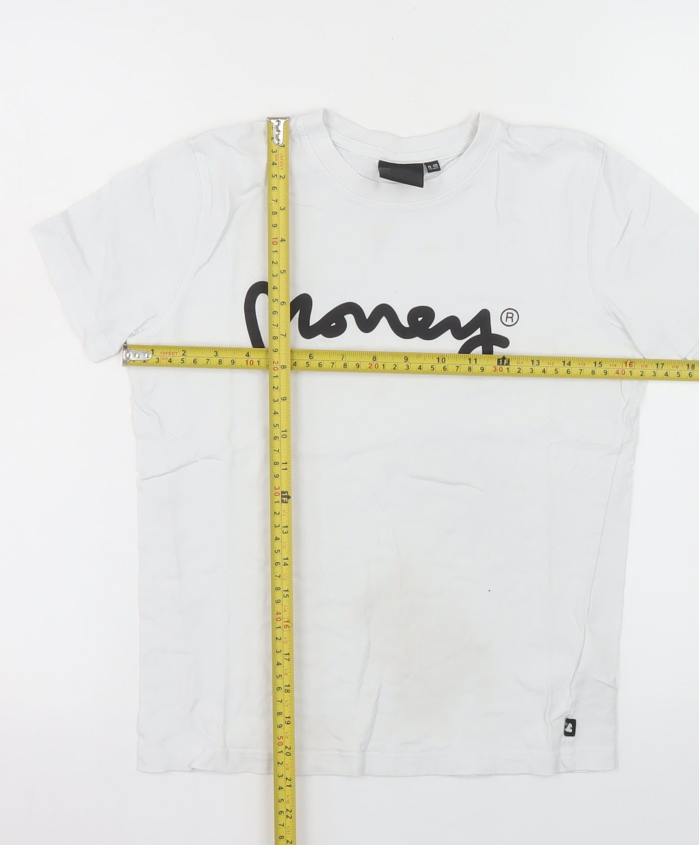 Money Boys White Logo T-Shirt 9-10 Years Short Sleeve Cotton