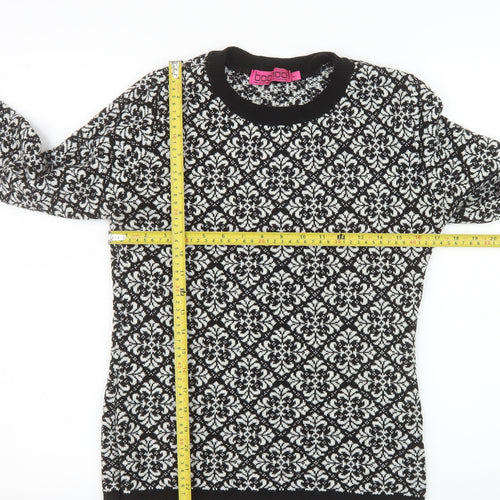 Boohoo Womens Black Geometric Knit Pullover Jumper M/L