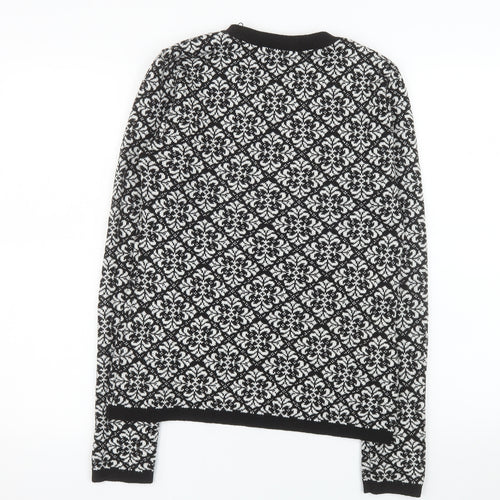 Boohoo Womens Black Geometric Knit Pullover Jumper M/L