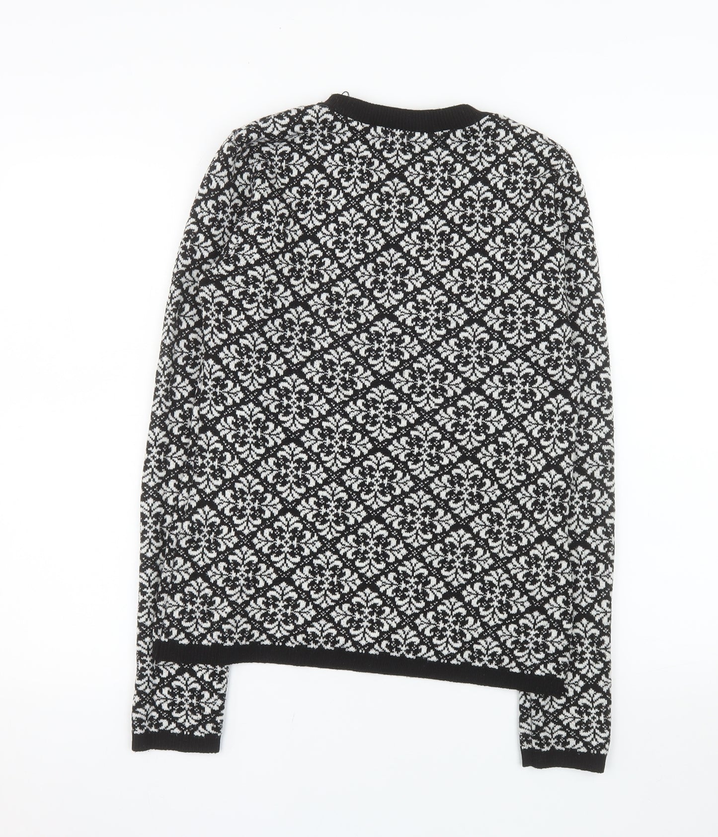 Boohoo Womens Black Geometric Knit Pullover Jumper M/L