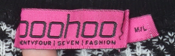 Boohoo Womens Black Geometric Knit Pullover Jumper M/L
