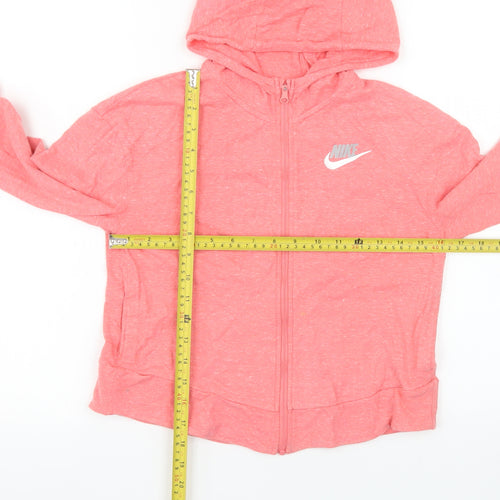 Nike Womens Pink Full Zip Hoodie Jacket Size M Cotton Lightweight