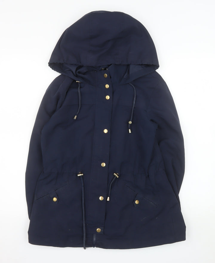 Vero Moda Women's Blue Parka Jacket M Hooded Mid-Length Coat