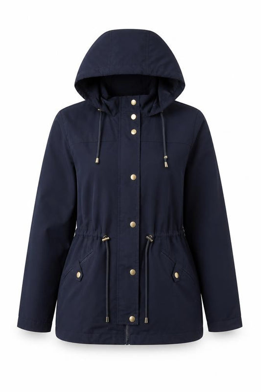 Front view of Vero Moda Women's Blue Parka Jacket M Hooded Mid-Length Coat