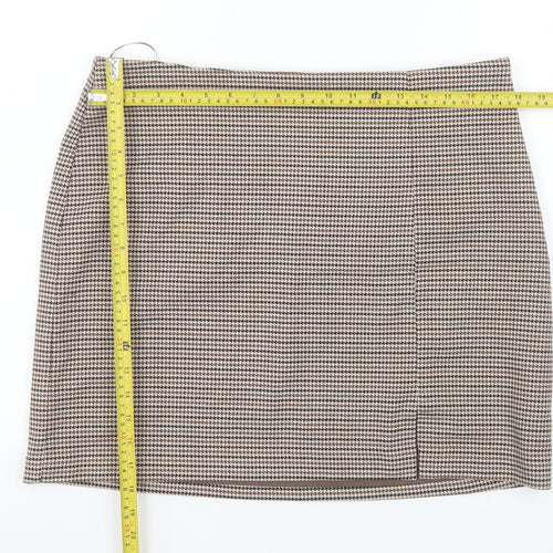 New Look Women Brown Check Pencil Skirt Size 16 Lined Workwear