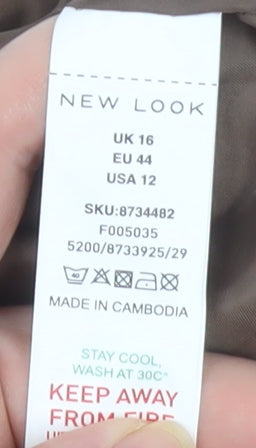 New Look Women Brown Check Pencil Skirt Size 16 Lined Workwear