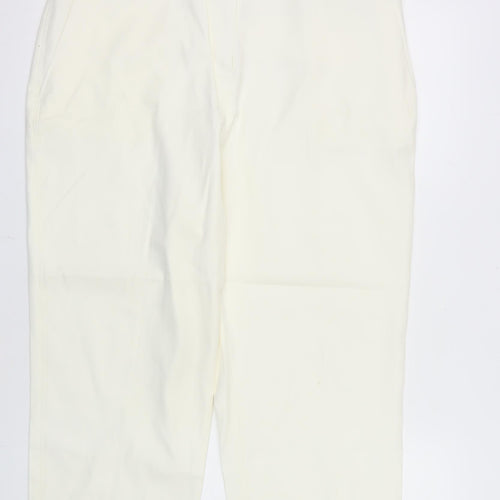 Next Women Ivory Cropped Cotton Trousers Size 16 Regular