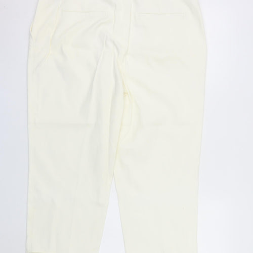 Next Women Ivory Cropped Cotton Trousers Size 16 Regular