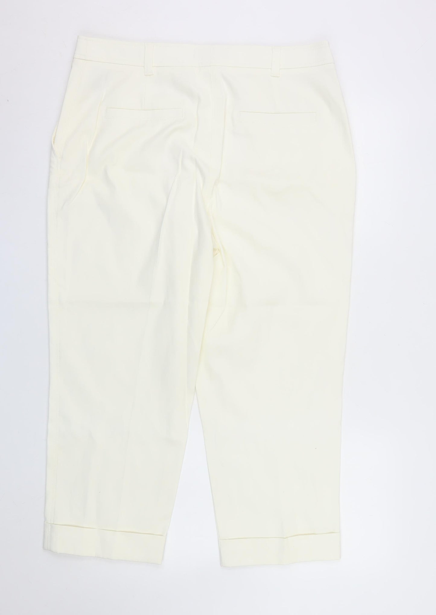 Next Women Ivory Cropped Cotton Trousers Size 16 Regular