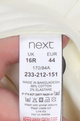 Next Women Ivory Cropped Cotton Trousers Size 16 Regular
