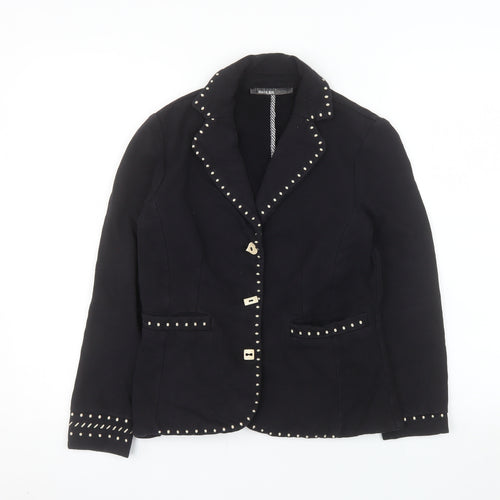 Pianura Studio Women's Black Studded Cotton Blazer Size 14
