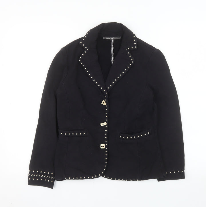Pianura Studio Women's Black Studded Cotton Blazer Size 14