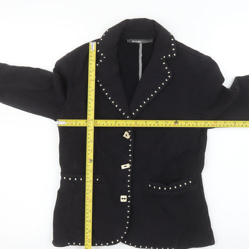 Pianura Studio Women's Black Studded Cotton Blazer Size 14