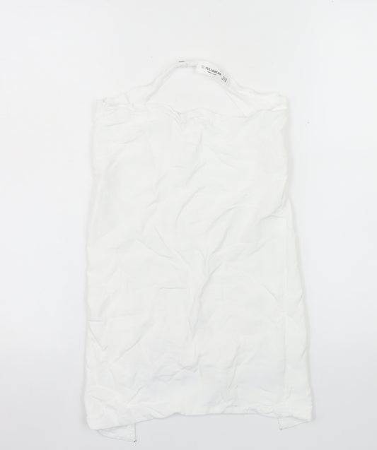 Pull & Bear Women's White Halter Camisole Top Size 12 Viscose Linen