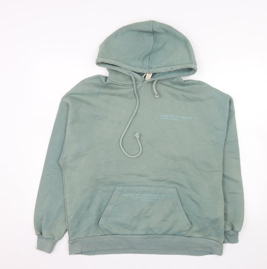 Pull Women’s Green Pullover Hoodie Size S Cotton Blend Casual