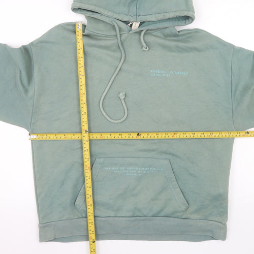 Pull Women’s Green Pullover Hoodie Size S Cotton Blend Casual