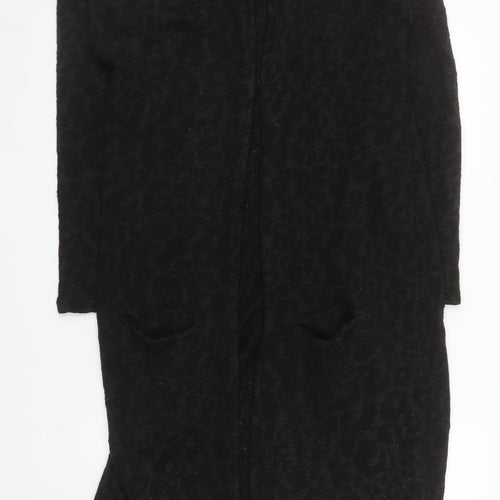 Vila Women’s Black Animal Print Long Coatigan Size L