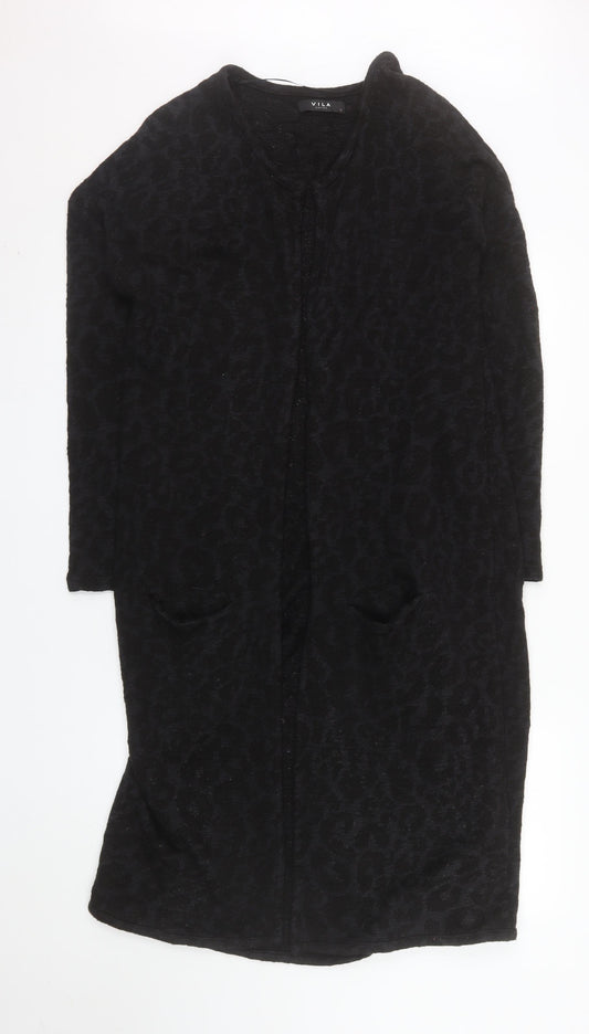 Vila Women’s Black Animal Print Long Coatigan Size L