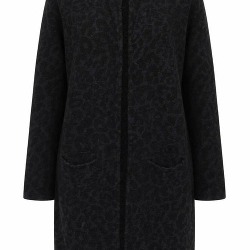 Vila Women’s Black Animal Print Long Coatigan Size L