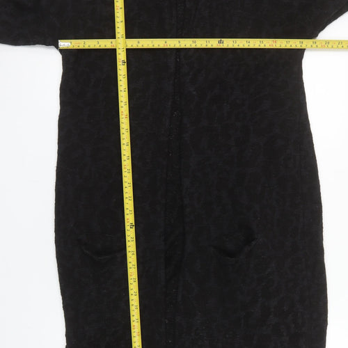 Vila Women’s Black Animal Print Long Coatigan Size L