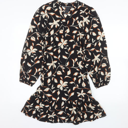 Dunnes Women’s Black Floral Ruffle Shift Dress XS