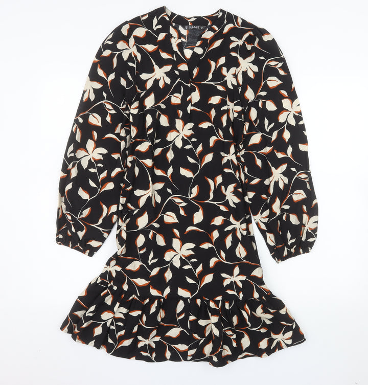 Dunnes Women’s Black Floral Ruffle Shift Dress XS
