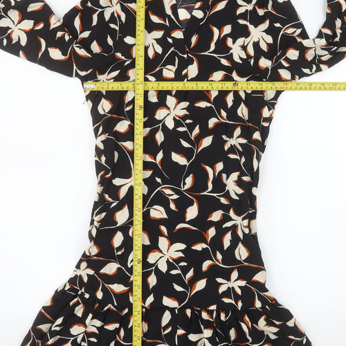 Dunnes Women’s Black Floral Ruffle Shift Dress XS
