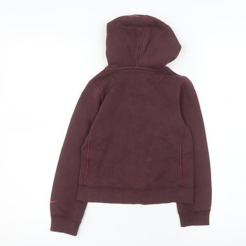 Nike Girls Brown Hooded Full Zip Fleece Jacket Size 6-7 Years