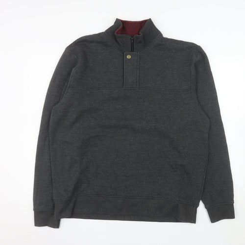 Orvis Men's Grey L Henley 1/4 Zip Sweatshirt Cotton Blend
