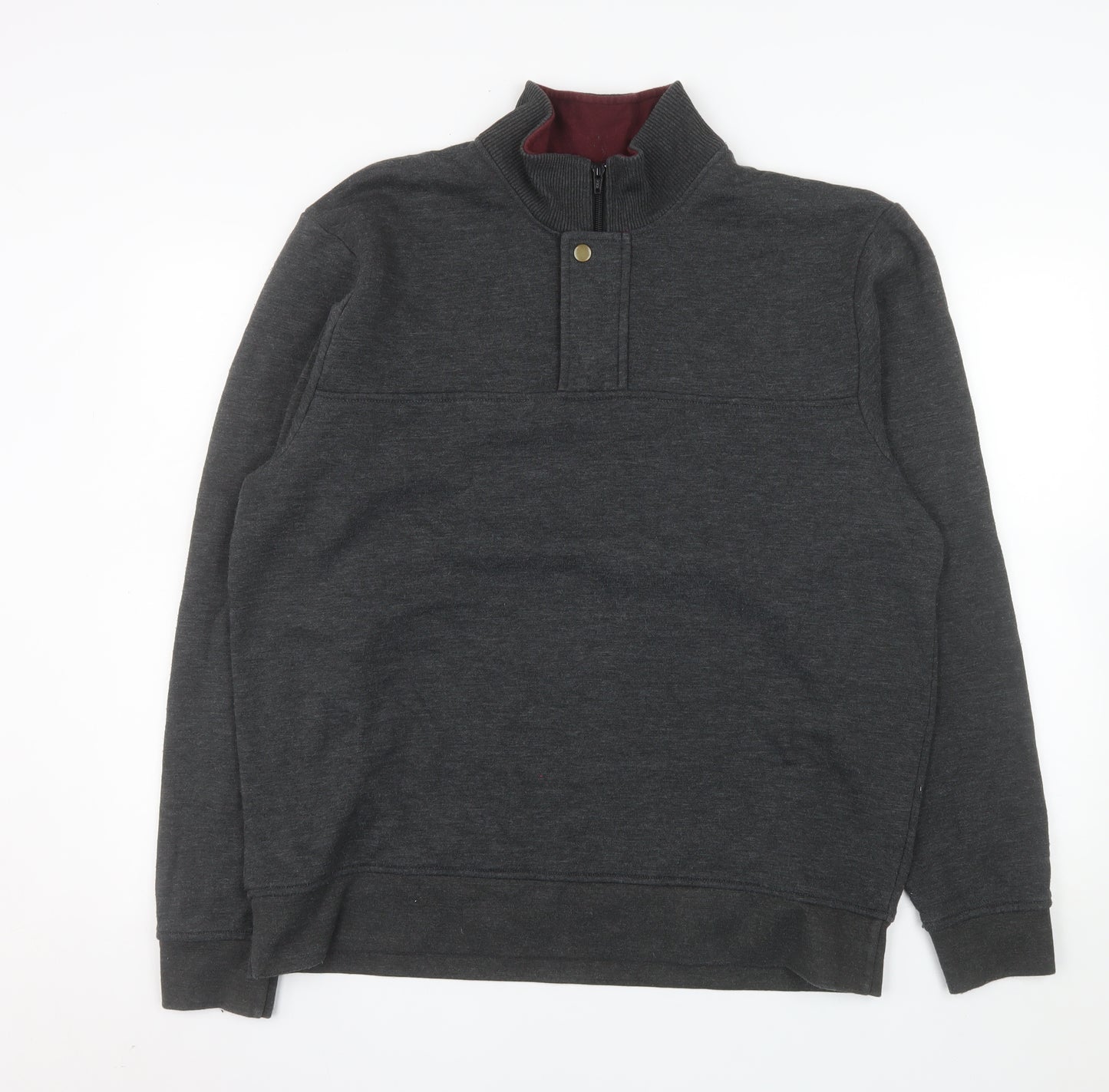Orvis Men's Grey L Henley 1/4 Zip Sweatshirt Cotton Blend
