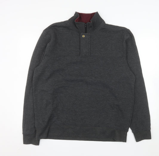 Orvis Men's Grey L Henley 1/4 Zip Sweatshirt Cotton Blend