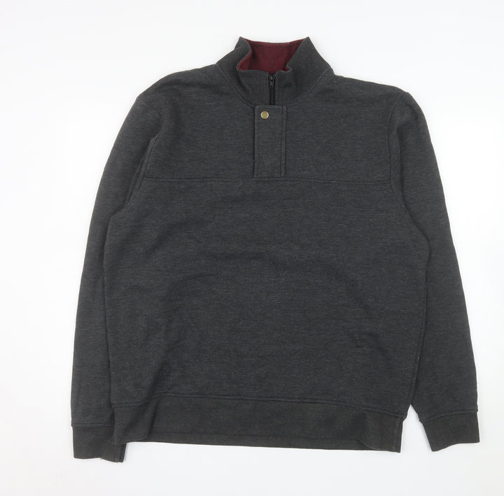 Orvis Men's Grey L Henley 1/4 Zip Sweatshirt Cotton Blend