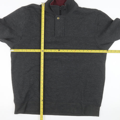 Orvis Men's Grey L Henley 1/4 Zip Sweatshirt Cotton Blend