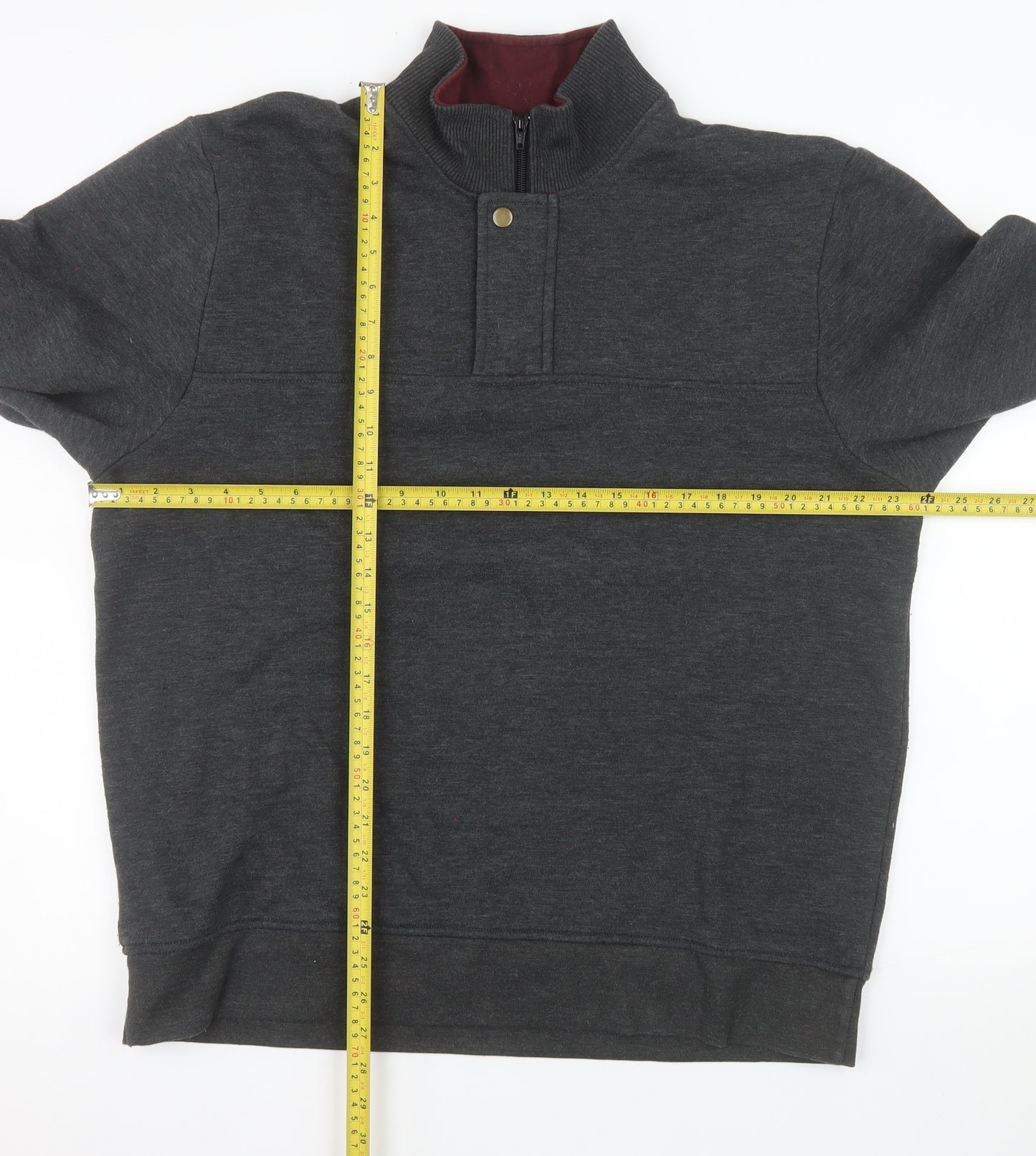 Orvis Men's Grey L Henley 1/4 Zip Sweatshirt Cotton Blend