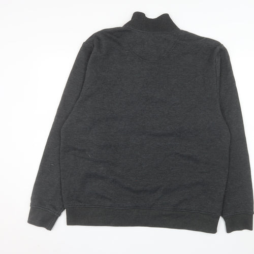 Orvis Men's Grey L Henley 1/4 Zip Sweatshirt Cotton Blend
