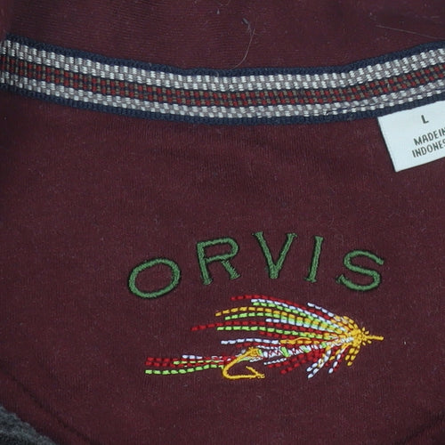 Orvis Men's Grey L Henley 1/4 Zip Sweatshirt Cotton Blend