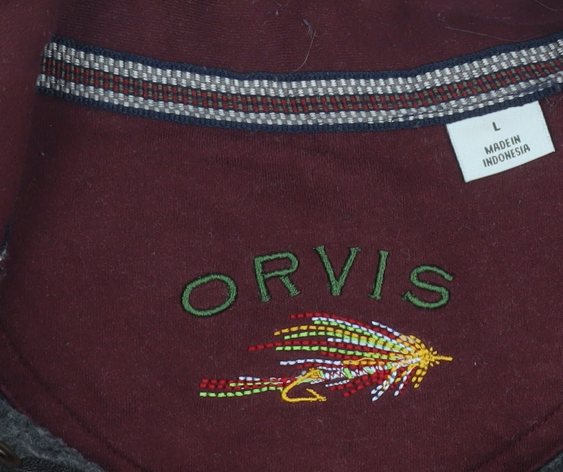 Orvis Men's Grey L Henley 1/4 Zip Sweatshirt Cotton Blend