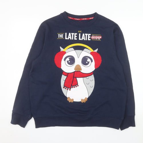 RTÉ The Late Late Toy Show Navy Sweatshirt L Women's Christmas Owl