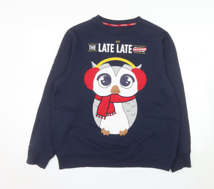 RTÉ The Late Late Toy Show Navy Sweatshirt L Women's Christmas Owl