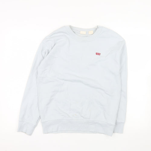 Levi's Women Blue Crew Neck Cotton Pullover Sweatshirt XS
