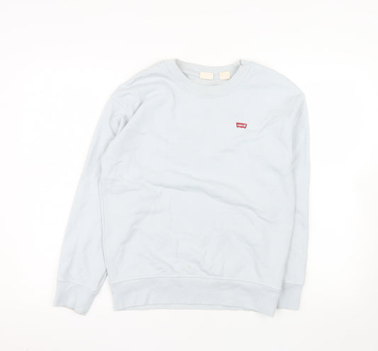 Levi's Women Blue Crew Neck Cotton Pullover Sweatshirt XS