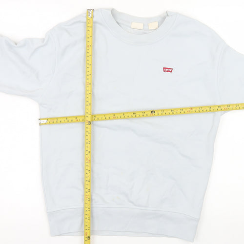 Levi's Women Blue Crew Neck Cotton Pullover Sweatshirt XS